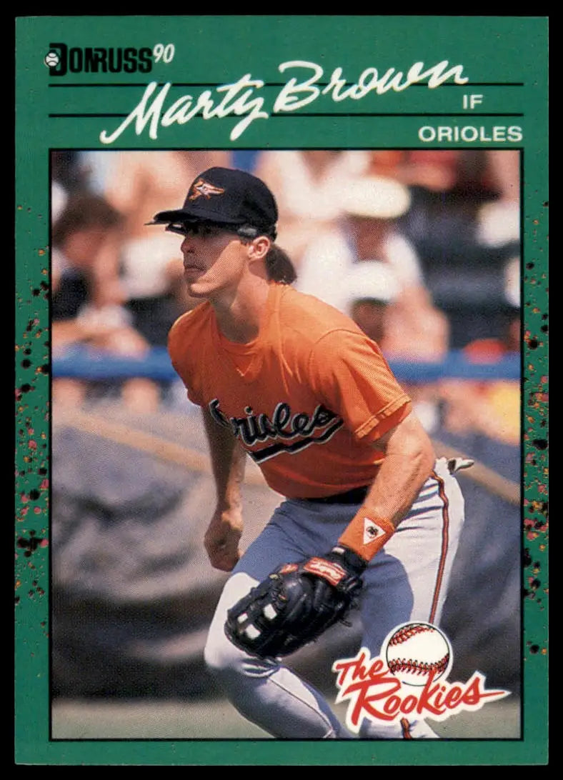 1990 Donruss The Rookies Marty Brown 39 Baltimore Orioles NM - Baseball Card Single