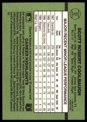 1990 Donruss The Rookies Scott Coolbaugh 32 Texas Rangers