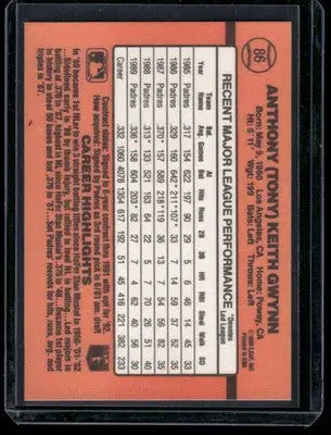 1990 Donruss Tony Gwynn #86 Baseball - Baseball Card Single