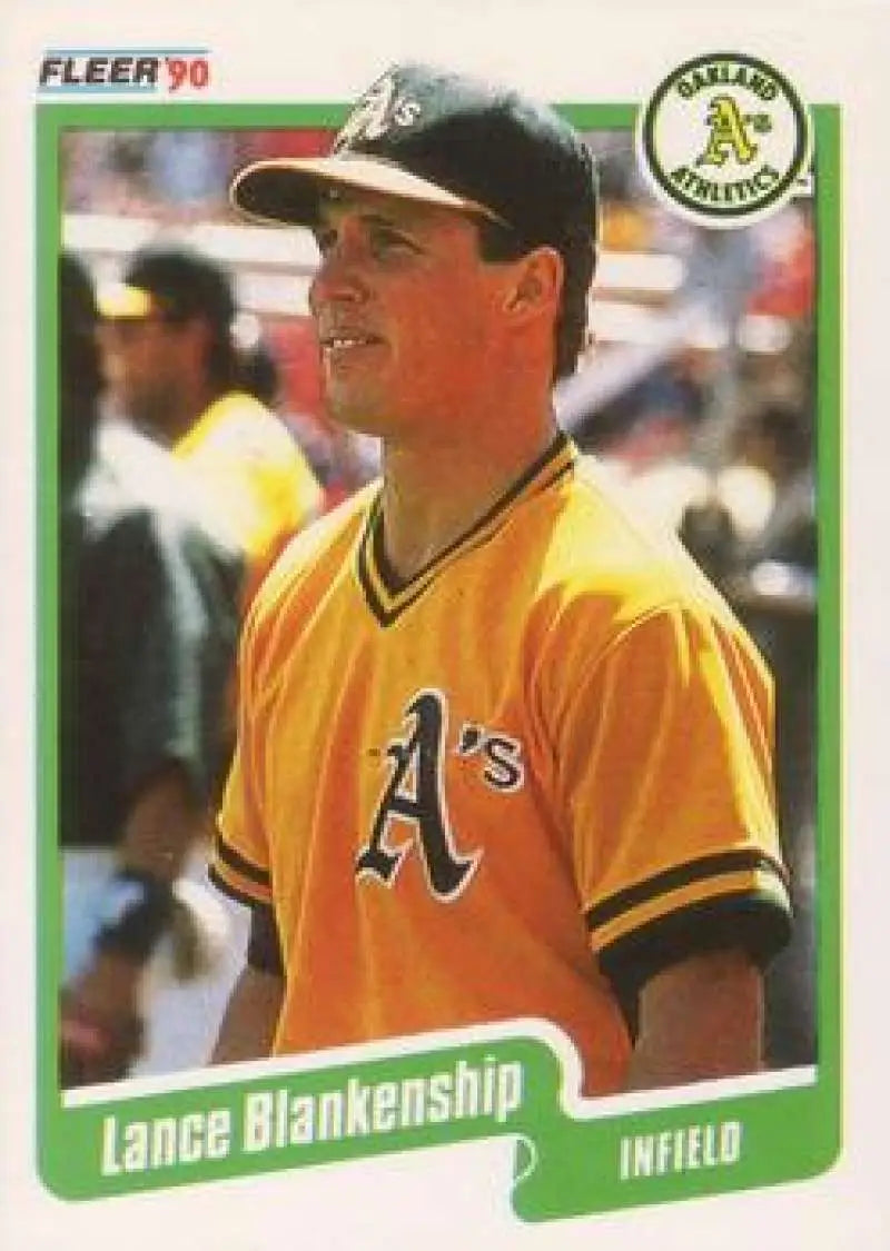 1990 Fleer #1 Lance Blankenship NM-MT Oakland Athletics Baseball Card - Baseball Card Single