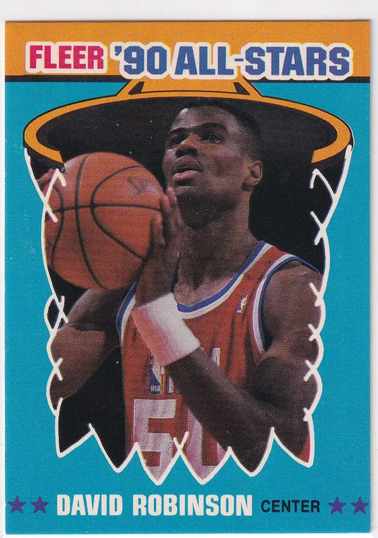 1990 FLEER #10 DAVID ROBINSON ALL STAR- SAN ANTONIO SPURS - Basketball Card Single