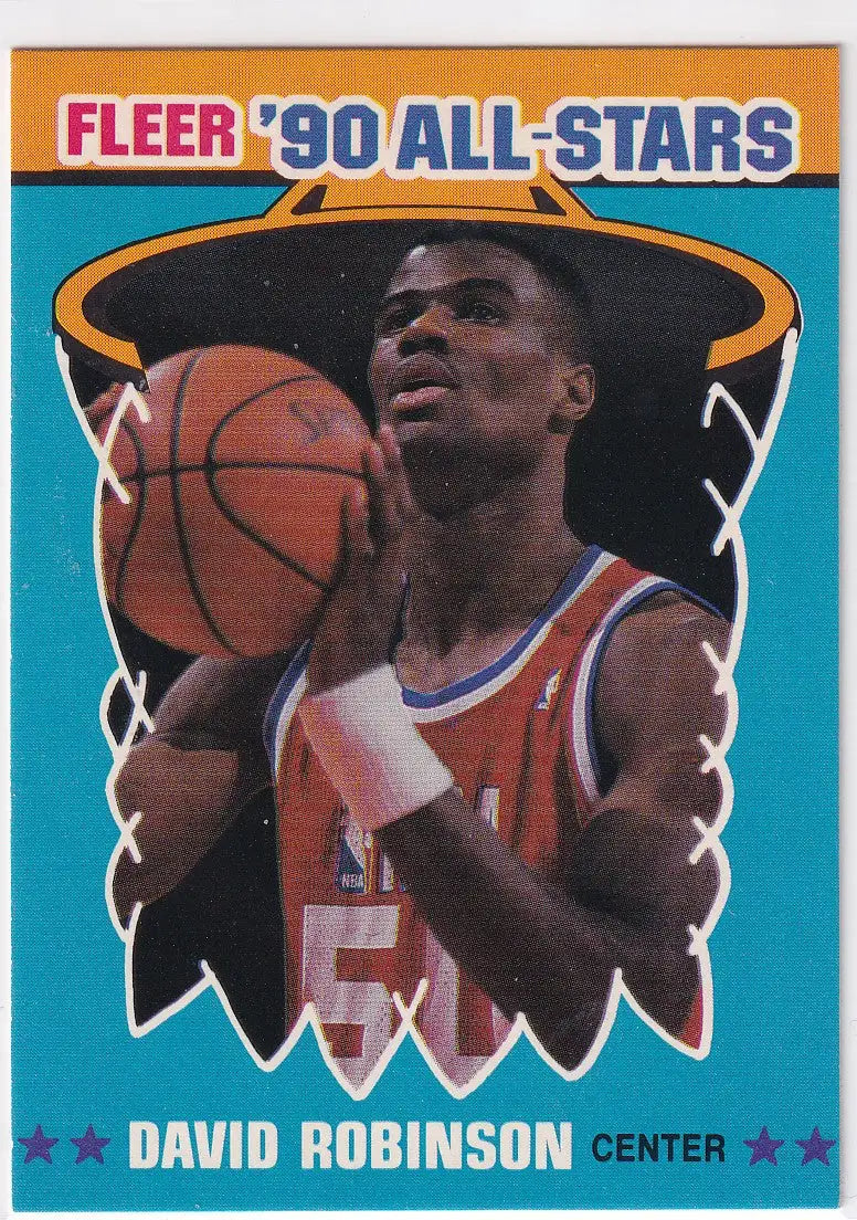 1990 FLEER #10 DAVID ROBINSON ALL STAR- SAN ANTONIO SPURS - Basketball Card Single
