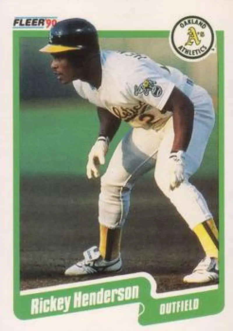 1990 Fleer #10 Rickey Henderson NM-MT Oakland Athletics Baseball Card - Baseball Card Single