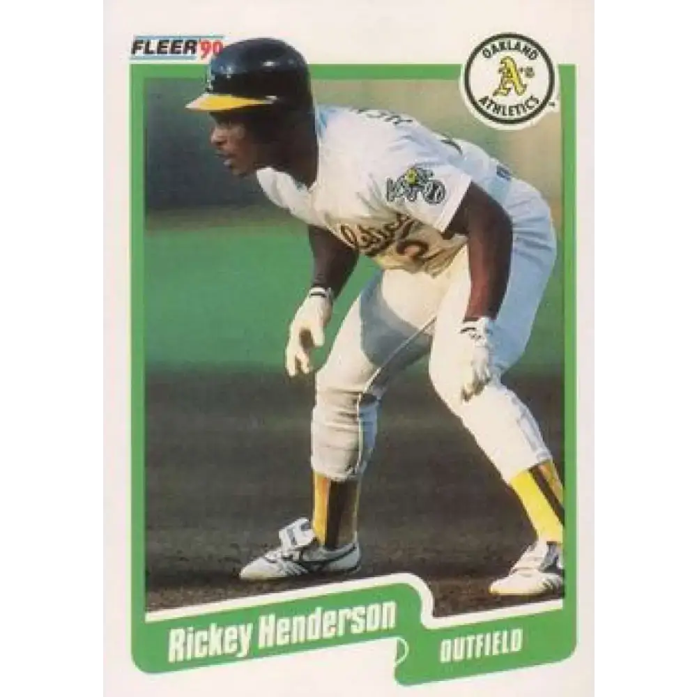 1990 Fleer #10 Rickey Henderson NM-MT Oakland Athletics Baseball Card - Baseball Card Single