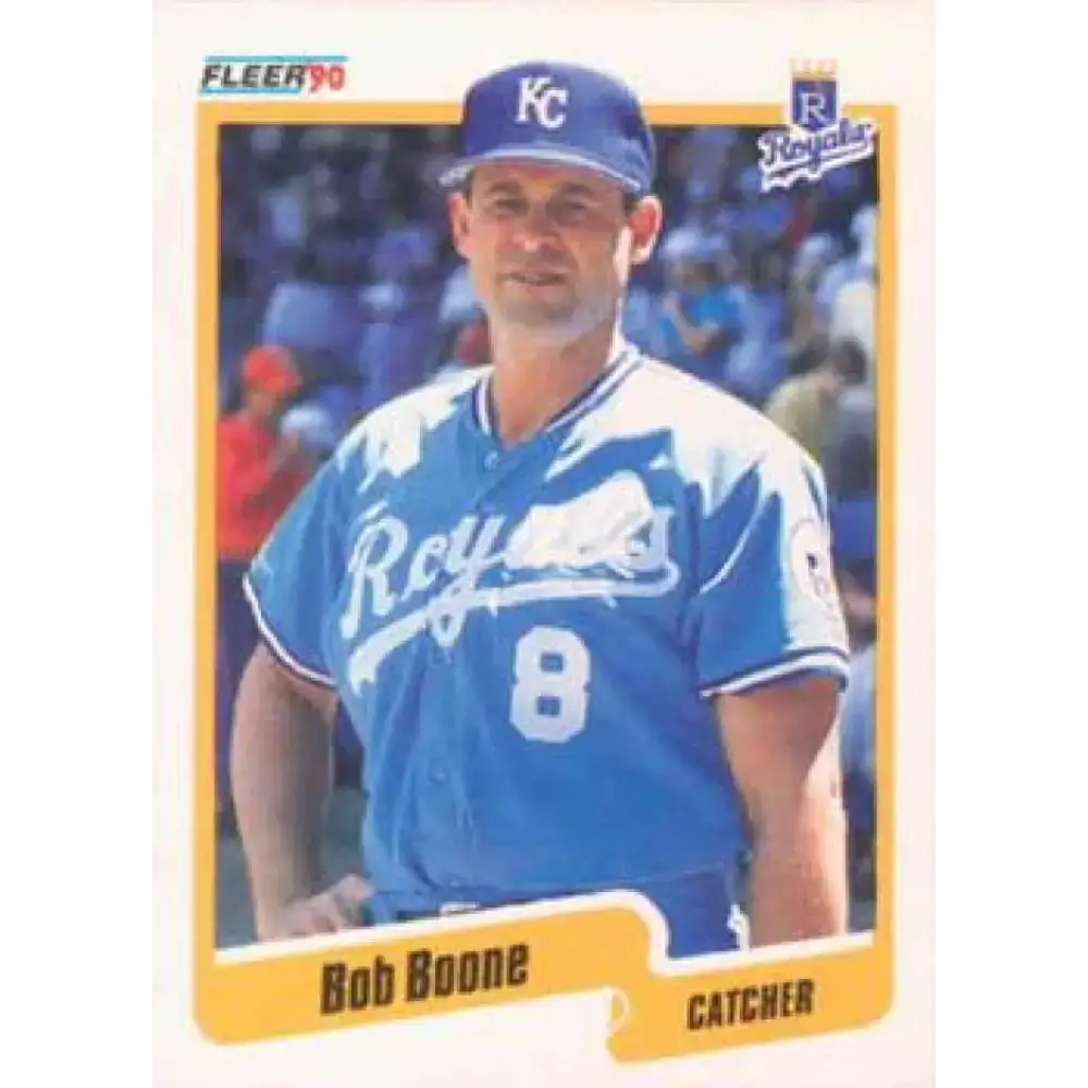 1990 Fleer #102 Bob Boone NM-MT Kansas City Royals Baseball Card - Baseball Card Single