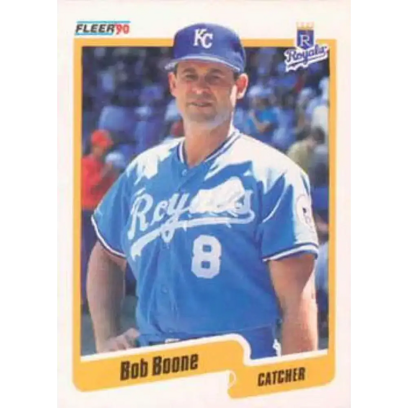 1990 Fleer #102 Bob Boone NM-MT Kansas City Royals Baseball Card - Baseball Card Single