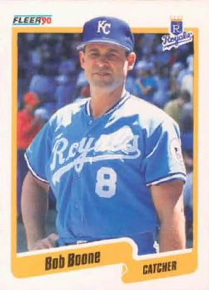 1990 Fleer #102 Bob Boone NM-MT Kansas City Royals Baseball Card - Baseball Card Single