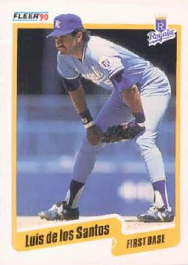 1990 Fleer #105 Luis De Los Santos NM-MT Kansas City Royals Baseball Card - Baseball Card Single