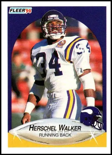 Original gloss 1990 Fleer Herschel Walker Vikings football card featuring Minnesota Vikings player