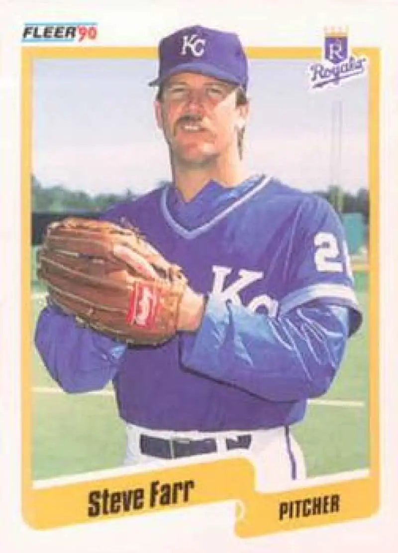 1990 Fleer #107 Steve Farr NM-MT Kansas City Royals Baseball Card - Baseball Card Single