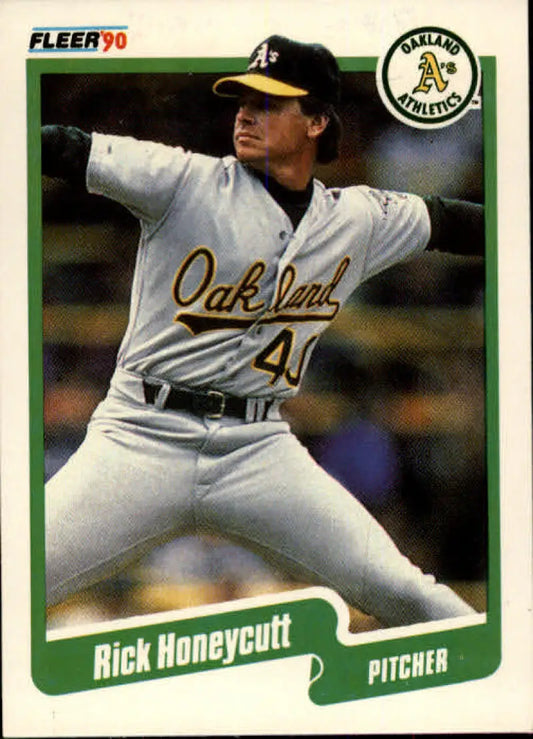 1990 Fleer #11 Rick Honeycutt NM-MT Oakland Athletics Baseball Card - Baseball Card Single