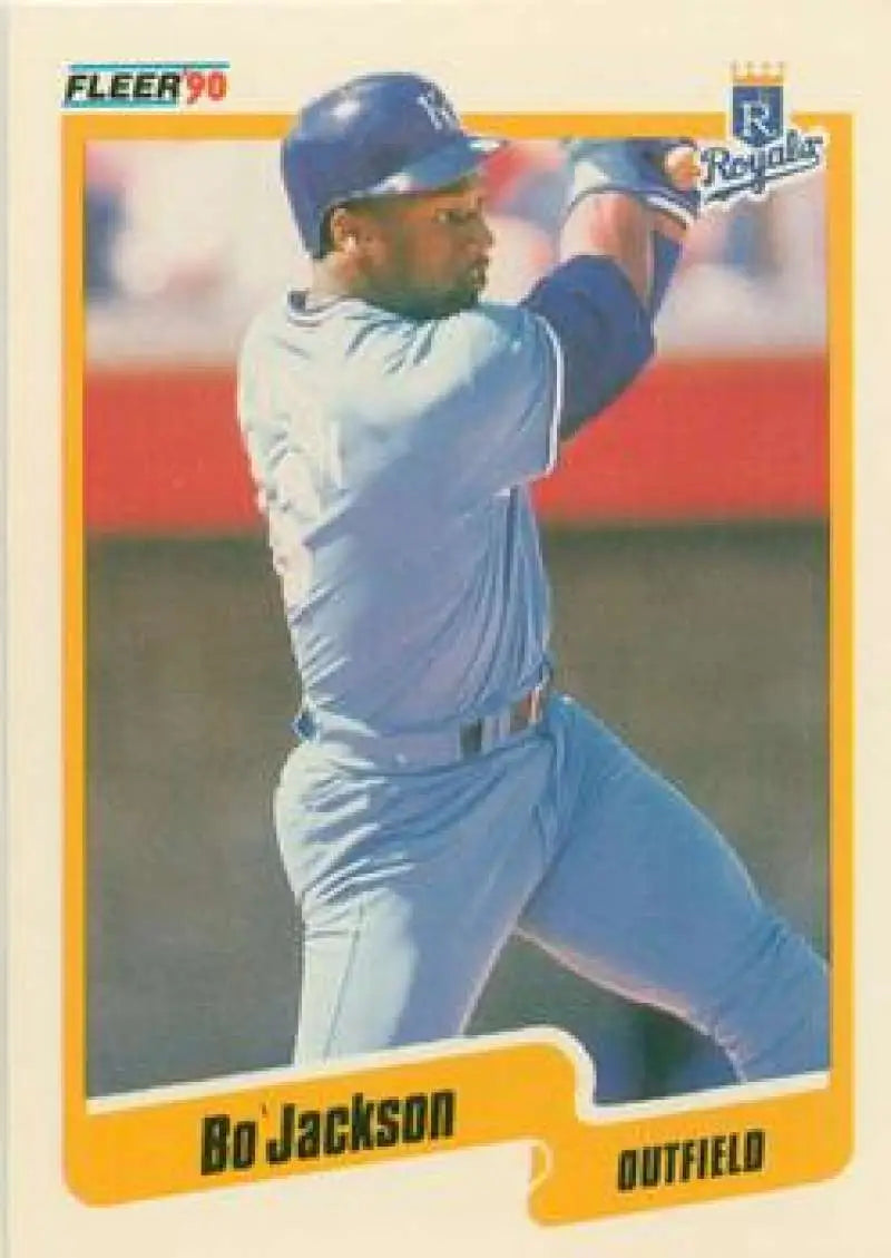 1990 Fleer #110 Bo Jackson NM-MT Kansas City Royals Baseball Card - Baseball Card Single