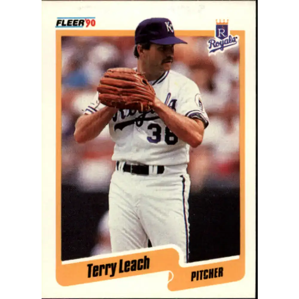 1990 Fleer #111 Terry Leach NM-MT Kansas City Royals Baseball Card - Baseball Card Single