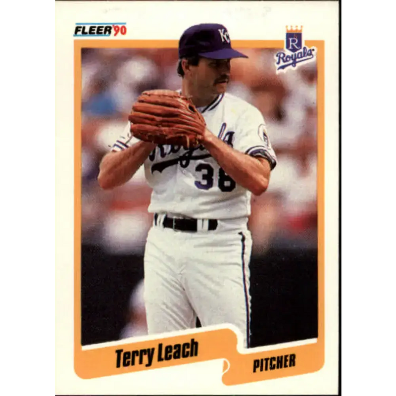 1990 Fleer #111 Terry Leach NM-MT Kansas City Royals Baseball Card - Baseball Card Single