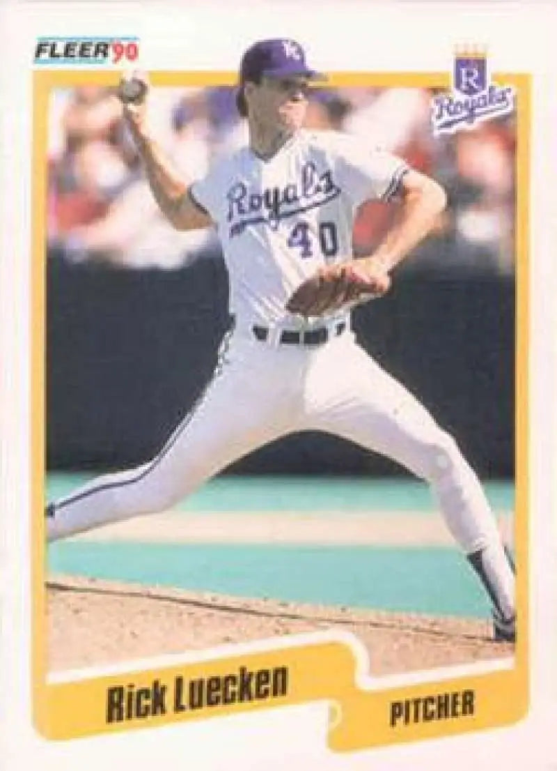 1990 Fleer #113 Rick Luecken NM-MT RC Rookie Kansas City Royals Baseball Card - Baseball Card Single