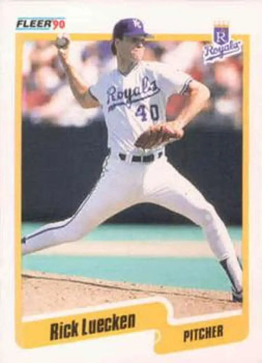 1990 Fleer #113 Rick Luecken NM-MT RC Rookie Kansas City Royals Baseball Card - Baseball Card Single