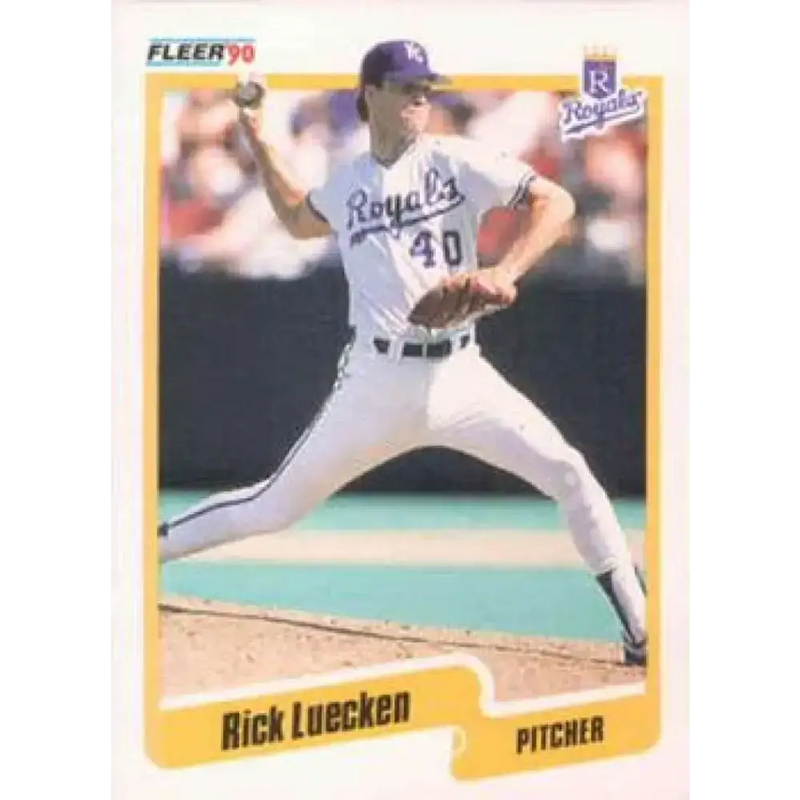 1990 Fleer #113 Rick Luecken NM-MT RC Rookie Kansas City Royals Baseball Card - Baseball Card Single