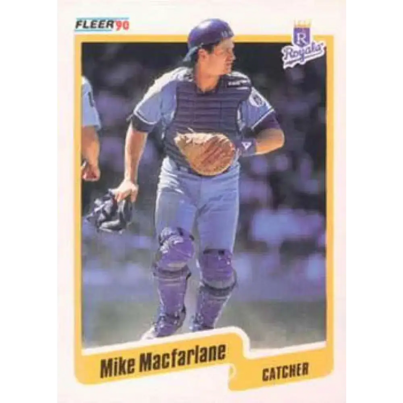 1990 Fleer #114 Mike Macfarlane NM-MT Kansas City Royals Baseball Card - Baseball Card Single