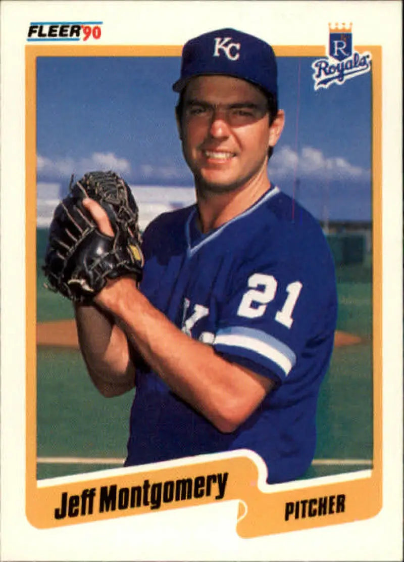 1990 Fleer #115 Jeff Montgomery NM-MT Kansas City Royals Baseball Card - Baseball Card Single