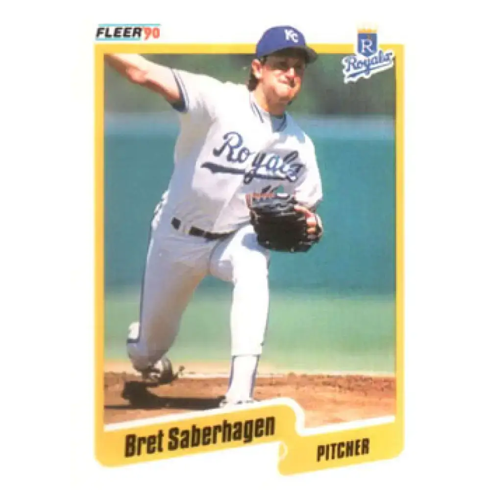 1990 Fleer #116 Bret Saberhagen NM-MT Kansas City Royals Baseball Card - Baseball Card Single