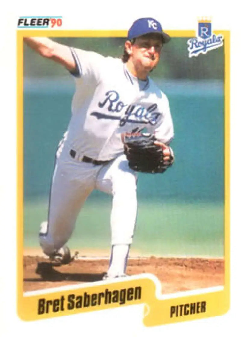 1990 Fleer #116 Bret Saberhagen NM-MT Kansas City Royals Baseball Card - Baseball Card Single