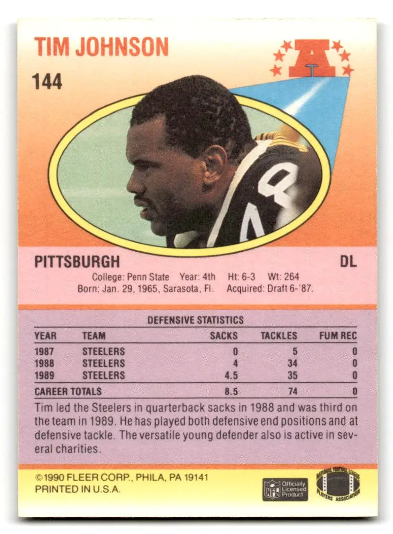 1990 Fleer #144 Tim Johnson - Football Card Single