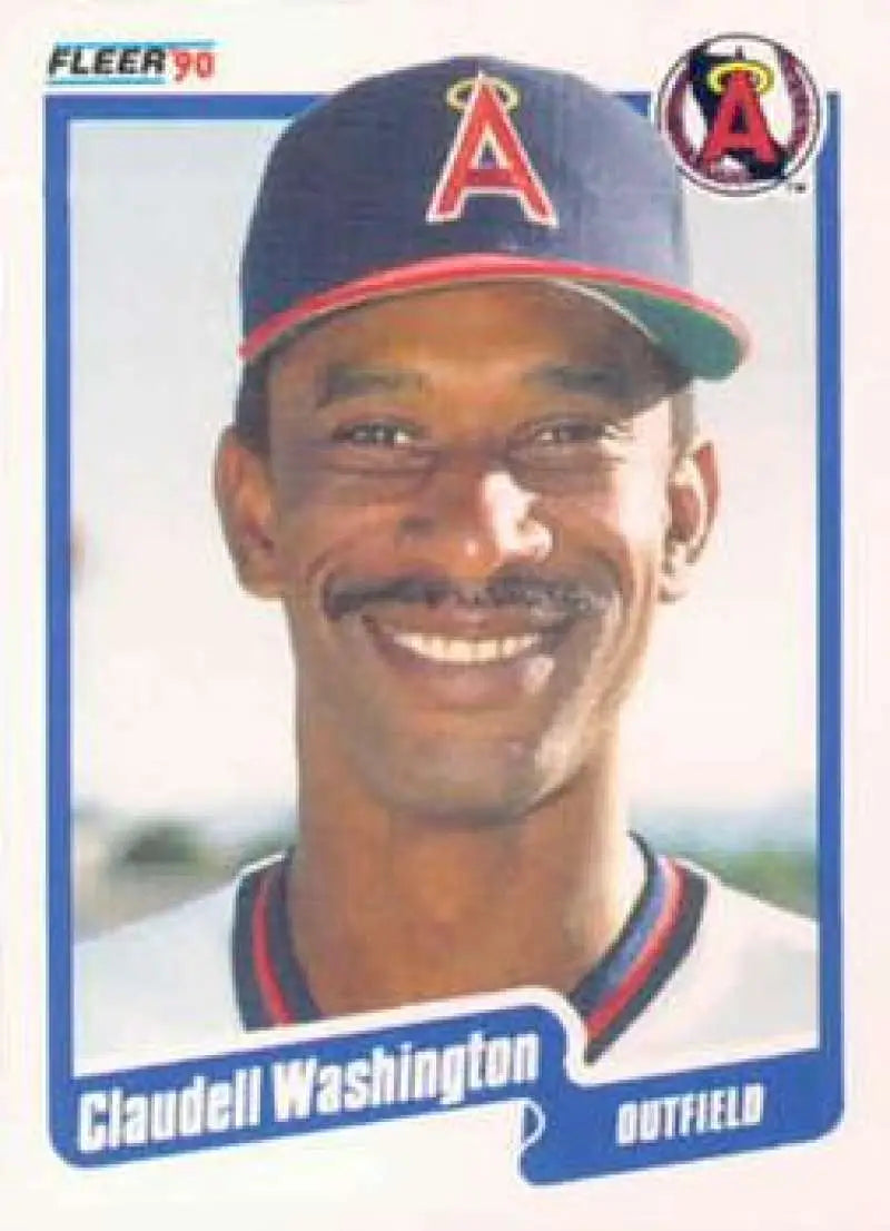1990 Fleer #146 Claudell Washington NM-MT California Angels Baseball Card - Baseball Card Single