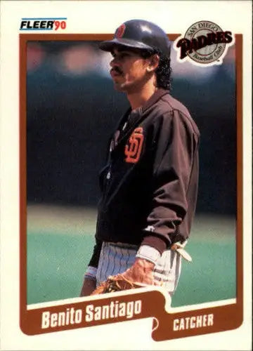 Original gloss Benito Santiago baseball card from 1990 Fleer Simply Sandoval Padres