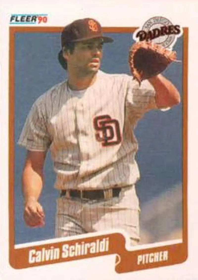 1990 Fleer #168 Calvin Schiraldi NM-MT San Diego Padres Baseball Card - Baseball Card Single