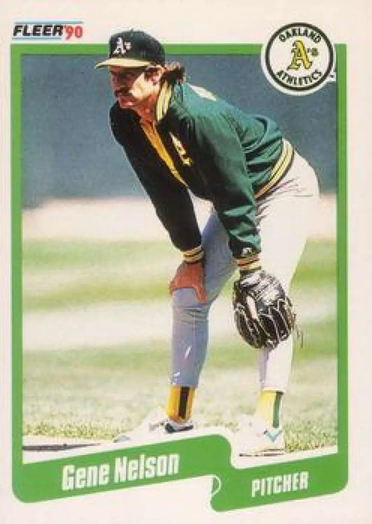1990 Fleer #17 Gene Nelson NM-MT Oakland Athletics Baseball Card - Baseball Card Single