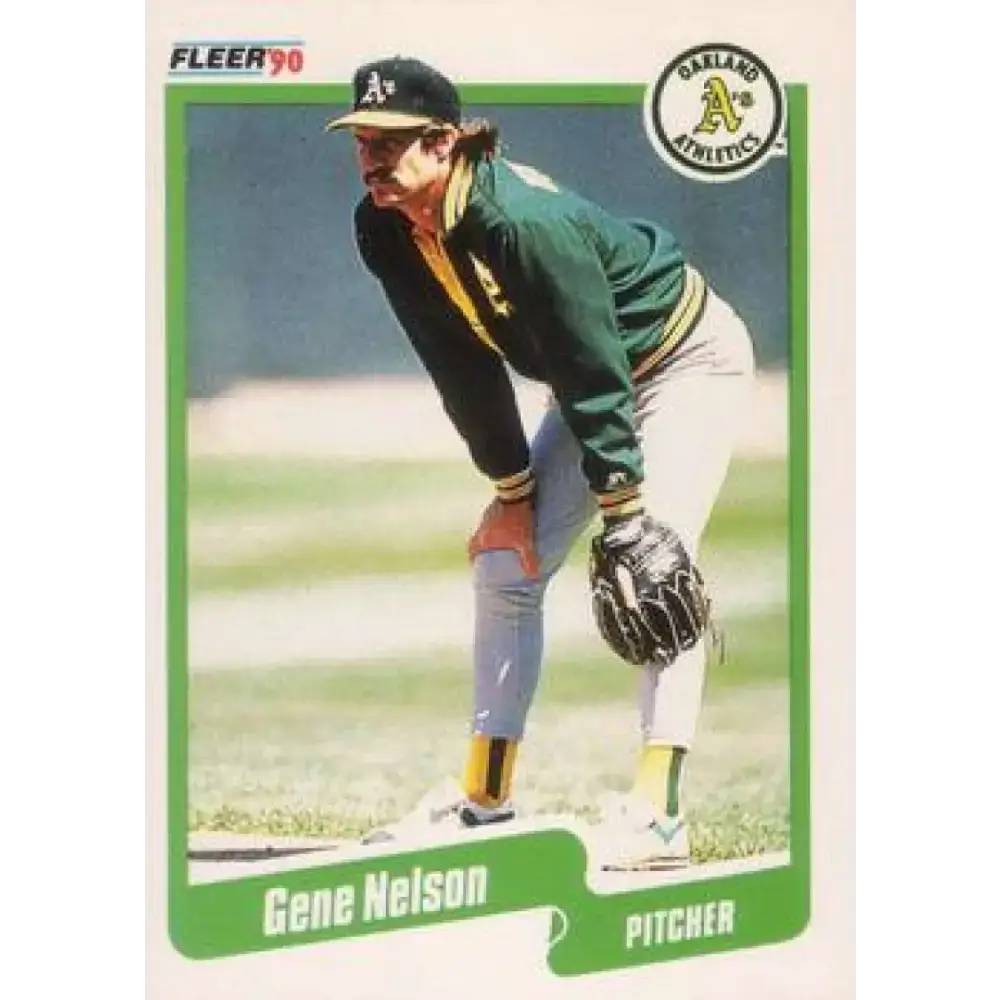 1990 Fleer #17 Gene Nelson NM-MT Oakland Athletics Baseball Card - Baseball Card Single