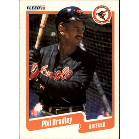 1990 Fleer #174 Phil Bradley NM-MT Baltimore Orioles Baseball Card - Baseball Card Single