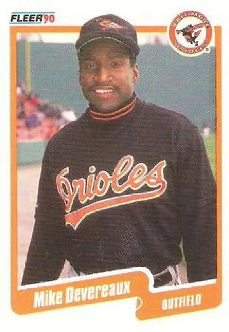 1990 Fleer #175 Mike Devereaux NM-MT Baltimore Orioles Baseball Card - Baseball Card Single