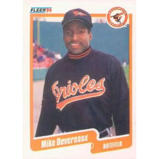 1990 Fleer #175a Mike Devereaux NM-MT Baltimore Orioles Baseball Card - Baseball Card Single