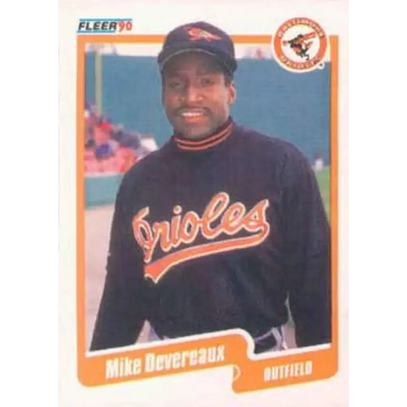 1990 Fleer #175a Mike Devereaux NM-MT Baltimore Orioles Baseball Card - Baseball Card Single