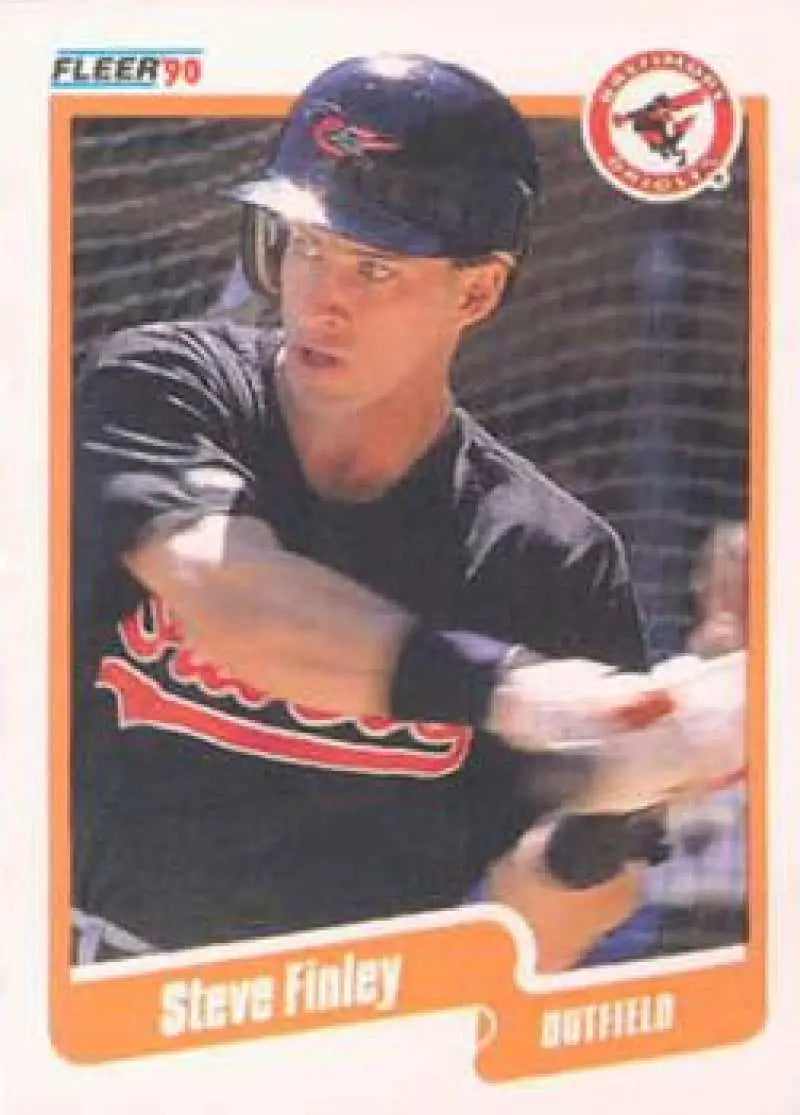 1990 Fleer #176 Steve Finley NM-MT Baltimore Orioles Baseball Card - Baseball Card Single