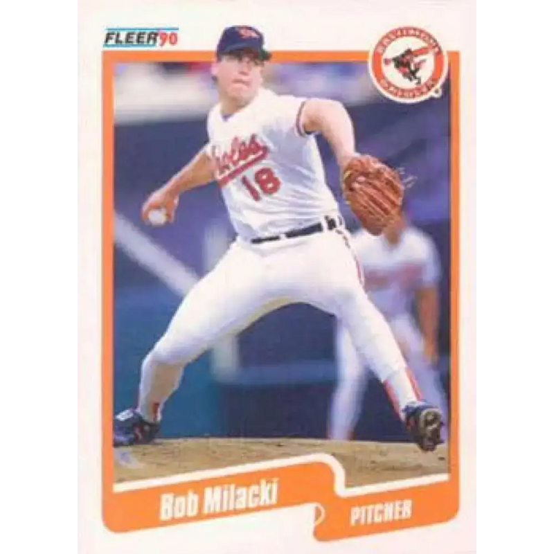 1990 Fleer #182 Bob Milacki NM-MT Baltimore Orioles Baseball Card - Baseball Card Single
