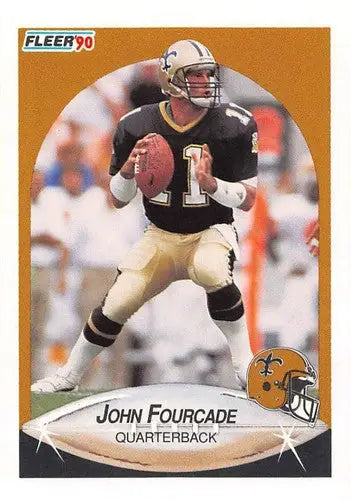 Original gloss 1990 Fleer John Fourcade Saints football trading card featuring Simply Sandoval