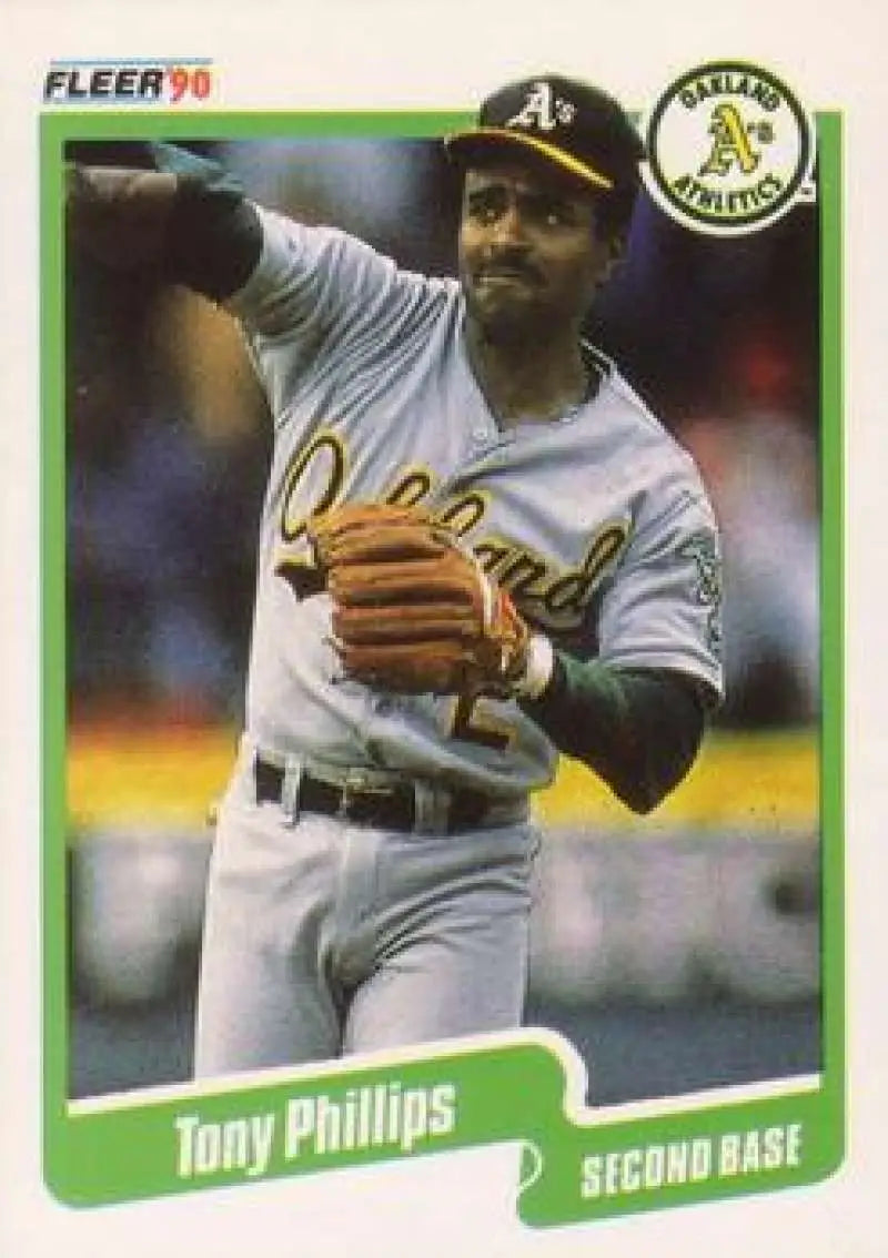 1990 Fleer #19 Tony Phillips NM-MT Oakland Athletics Baseball Card - Baseball Card Single