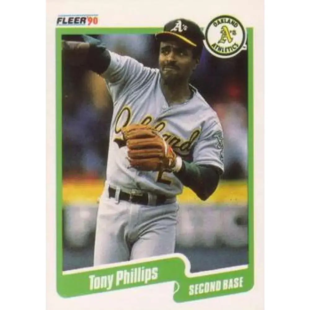 1990 Fleer #19 Tony Phillips NM-MT Oakland Athletics Baseball Card - Baseball Card Single