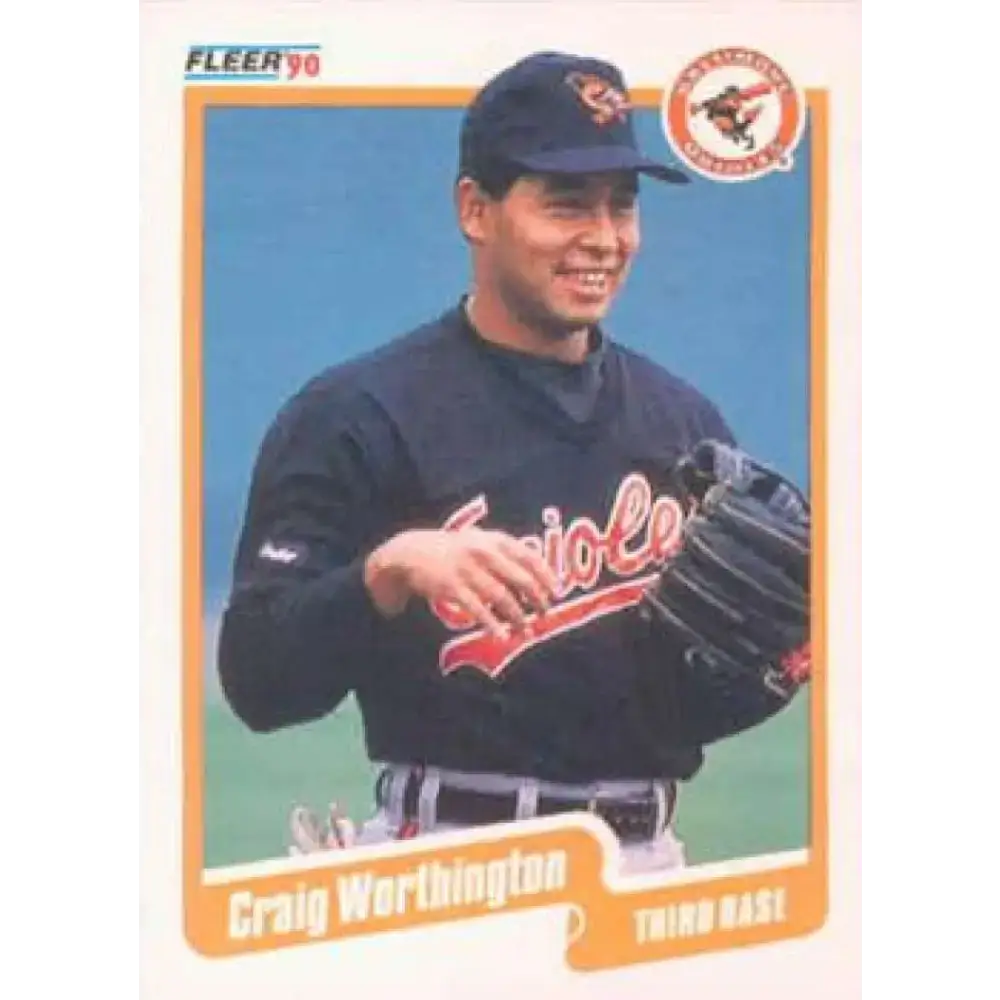 1990 Fleer #195 Craig Worthington NM-MT Baltimore Orioles Baseball Card - Baseball Card Single