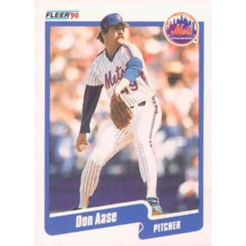 1990 Fleer #196 Don Aase UER NM-MT New York Mets Baseball Card - Baseball Card Single