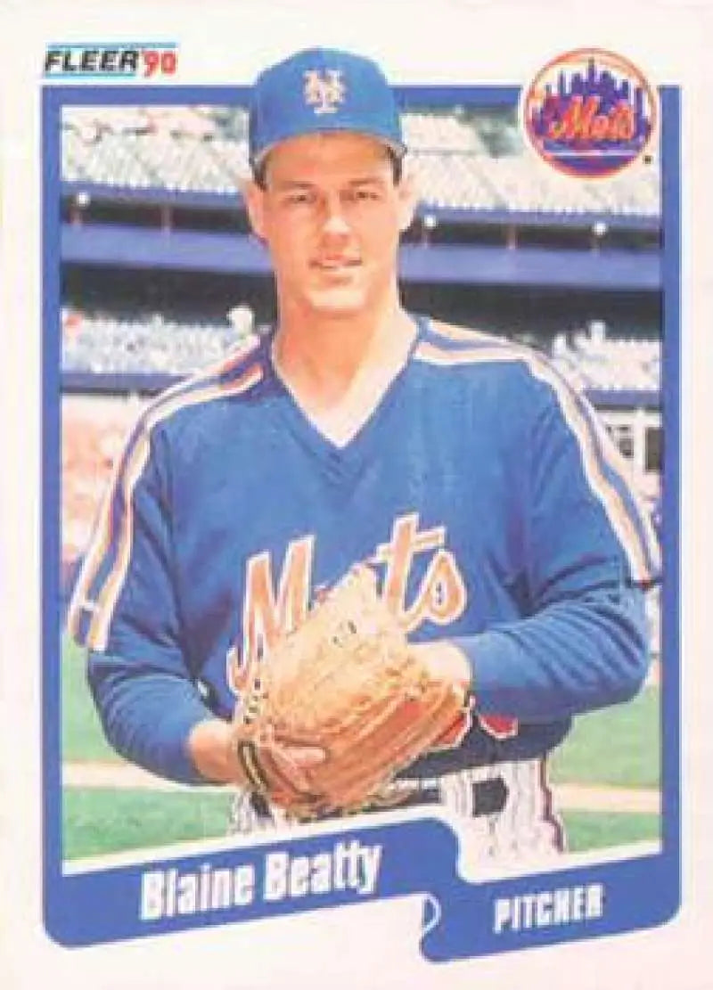 1990 Fleer #197 Blaine Beatty NM-MT RC Rookie New York Mets Baseball Card - Baseball Card Single