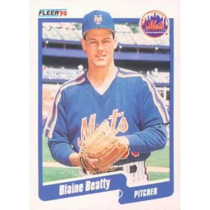 1990 Fleer #197 Blaine Beatty NM-MT RC Rookie New York Mets Baseball Card - Baseball Card Single