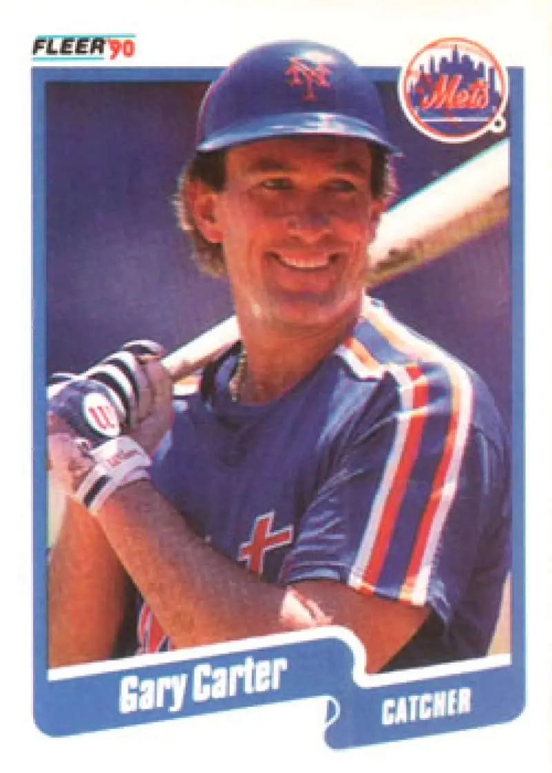 1990 Fleer #199 Gary Carter NM-MT New York Mets Baseball Card - Baseball Card Single