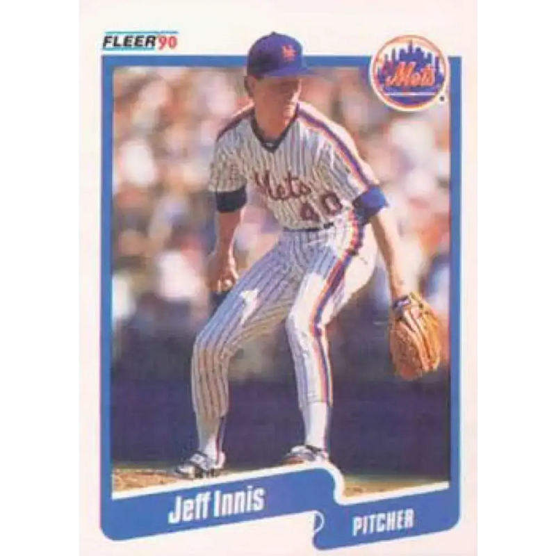 1990 Fleer #206 Jeff Innis NM-MT RC Rookie New York Mets Baseball Card - Baseball Card Single