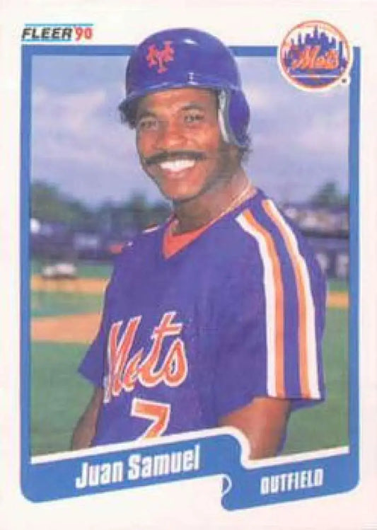 1990 Fleer #215 Juan Samuel NM-MT New York Mets Baseball Card - Baseball Card Single