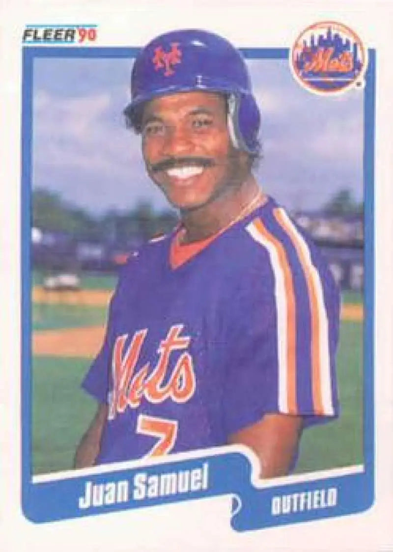 1990 Fleer #215 Juan Samuel NM-MT New York Mets Baseball Card - Baseball Card Single