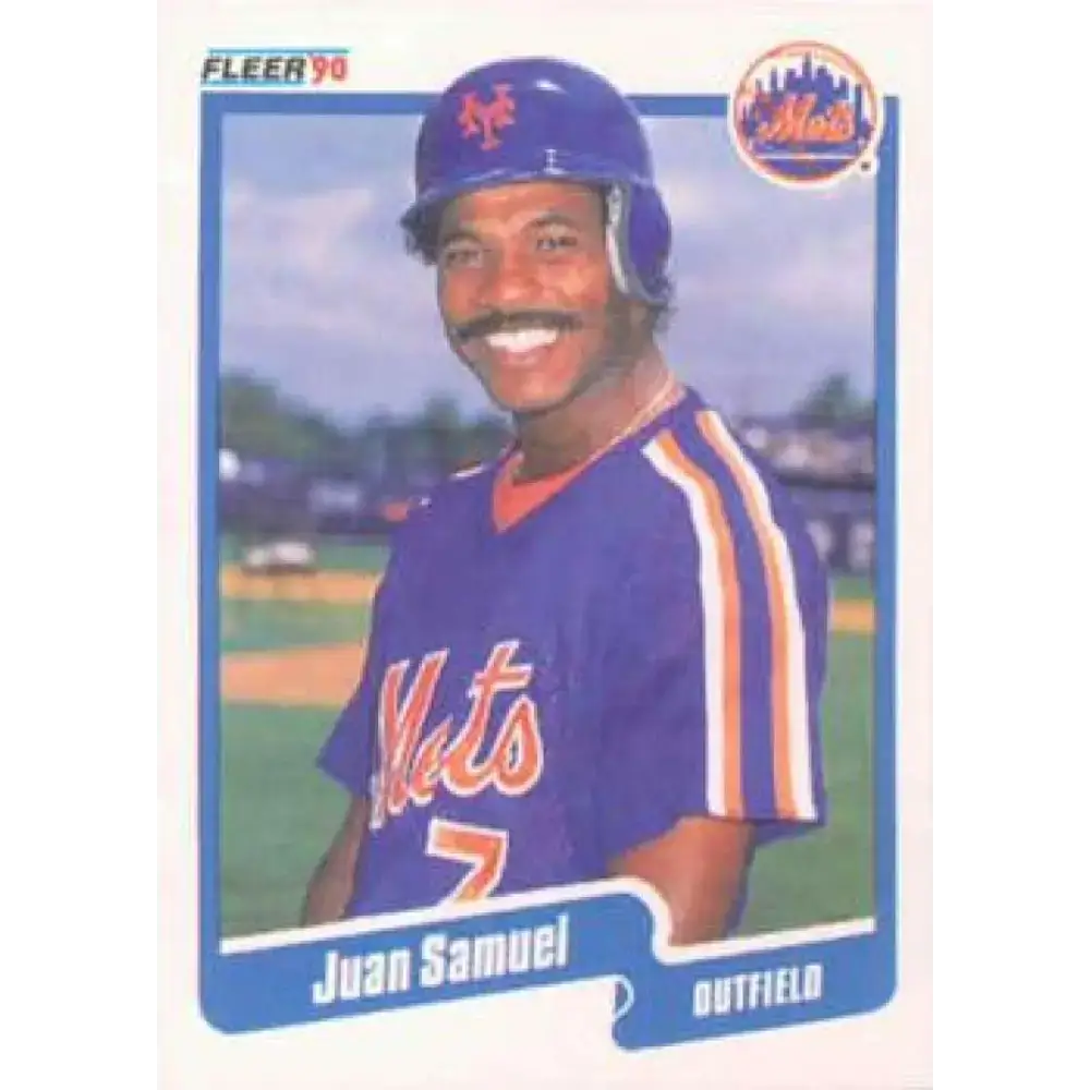 1990 Fleer #215 Juan Samuel NM-MT New York Mets Baseball Card - Baseball Card Single