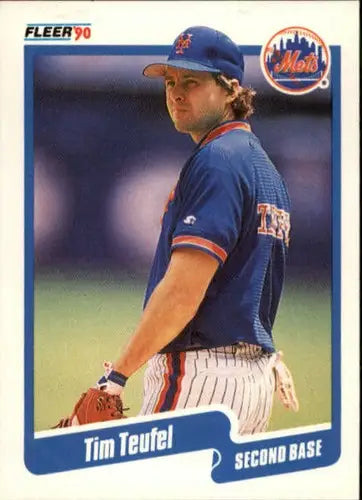 Original gloss Tim Teufel NM-MT baseball card from 1990 Fleer #218 Mets